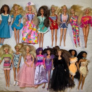 Vintage Barbie Doll Lot 16pc 1990s 80s Mattel Pocahontas Belle Disney clothes